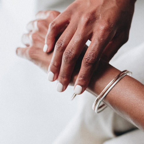 Half Round Bangle in Silver